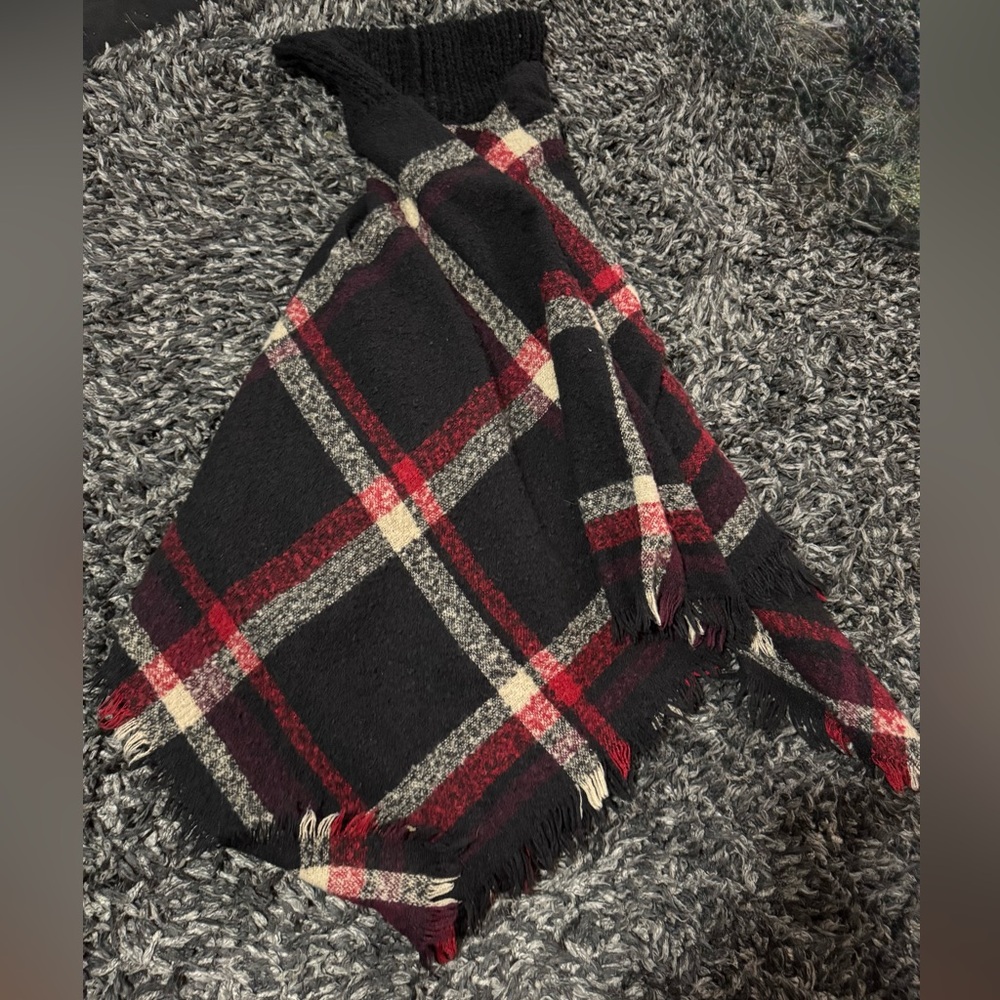 Apt. 9 Black and Red Plaid Poncho
